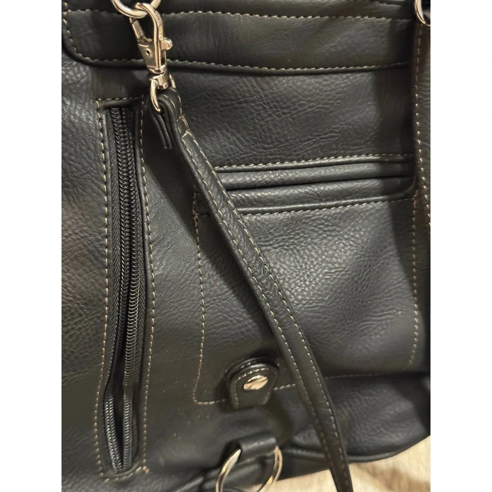 St Johns Bay‎ Black Faux Leather Convertible Backpack Purse Small